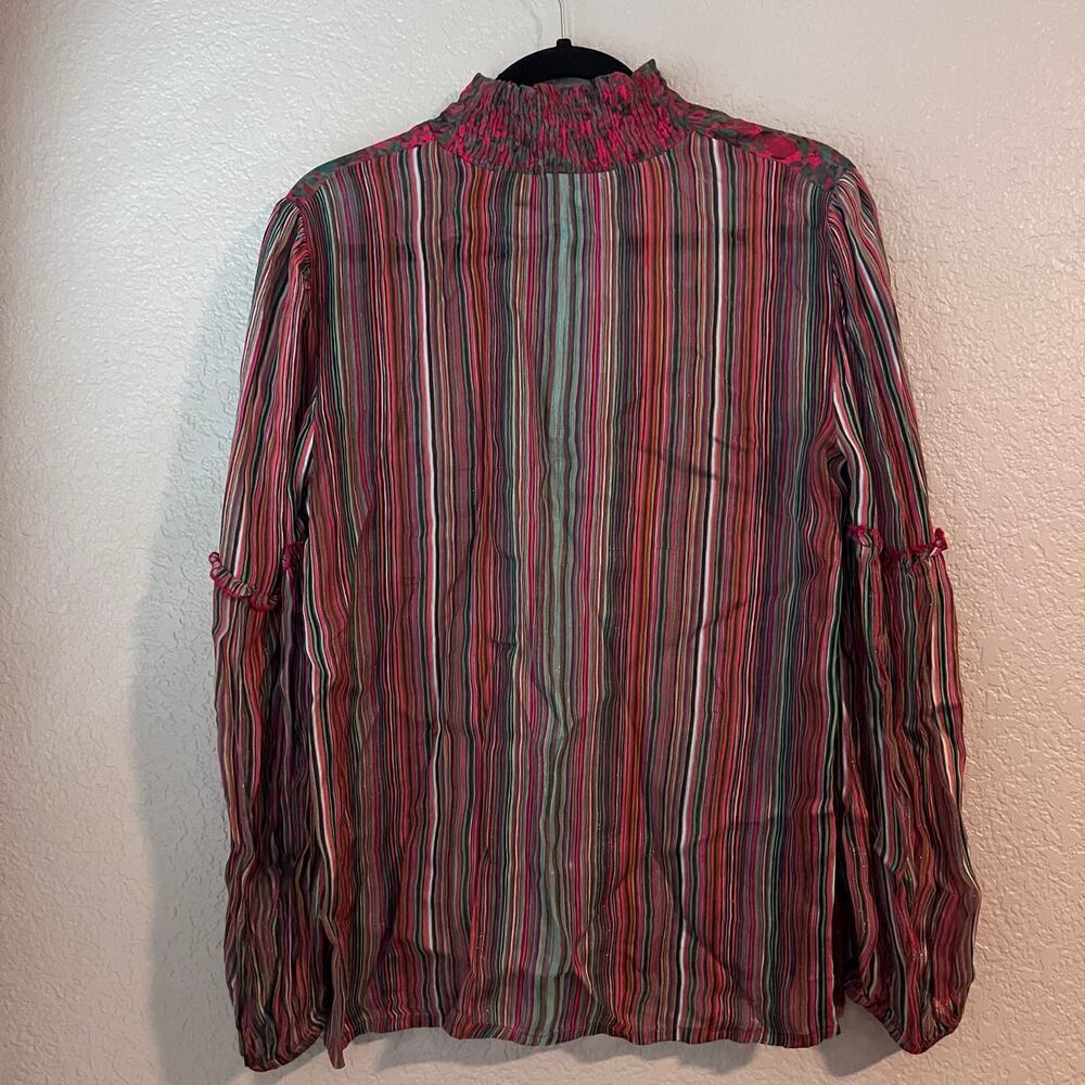 Bl^nk London Anthropologie Peasant Mock Neck Flowy Blouse Women’s Top Small Red - Picture 3 of 8